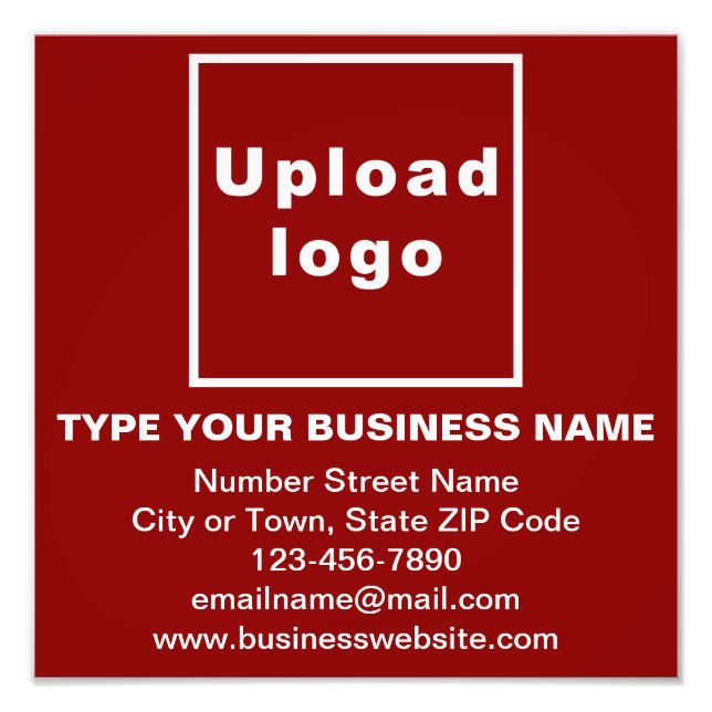 Business Brand on Red Square Photo Print (Front)