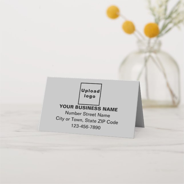 Business Brand on Small Grey Folded Place Card (Front)
