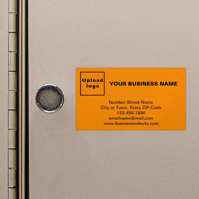 Business Brand on Small Orange Magnetic Card (Orange magnetic business card with your business brand)