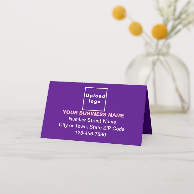 Business Brand on Small Purple Folded Place Card (Front)