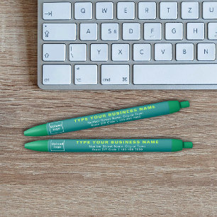 Business Brand on Teal Barrel of Ink Pen