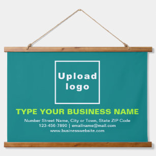 Business Brand on Teal Green Rectangle Hanging Tapestry
