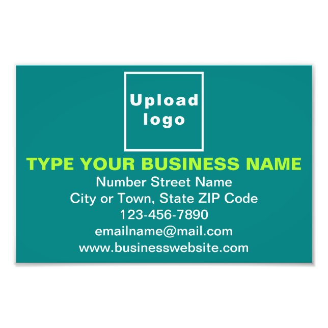 Business Brand on Teal Green Rectangle Photo Print (Front)