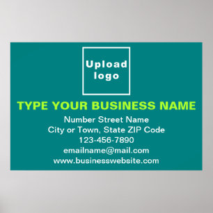 Business Brand on Teal Green Rectangle Poster