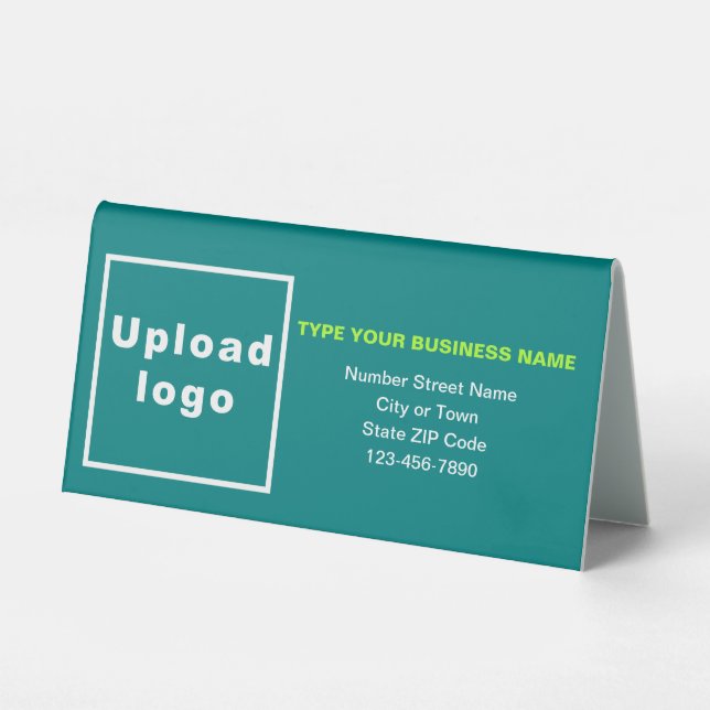 Business Brand on Teal Green Small Table Sign (Front)
