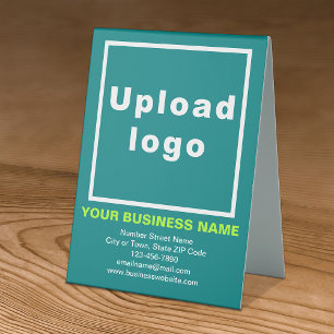 Business Brand on Teal Green Table Sign