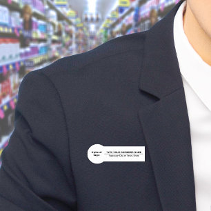 Business Brand on White Badge Shape Name Tag