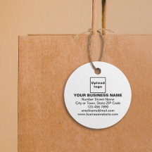 Business Brand on White Circle Tag
