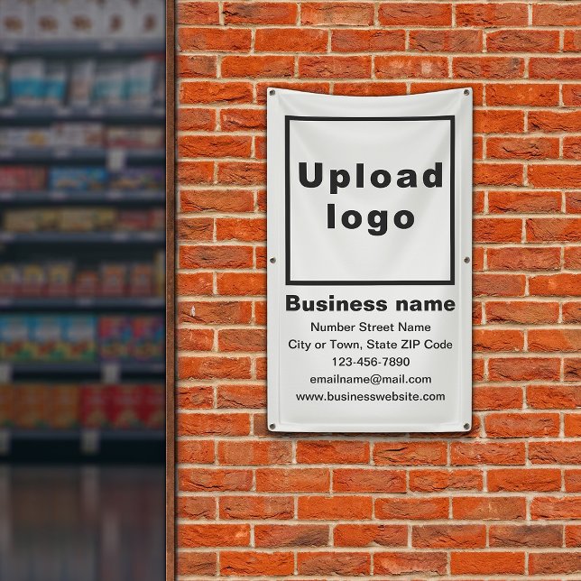 Business Brand on White Portrait Banner (White portrait banner with your business brand)