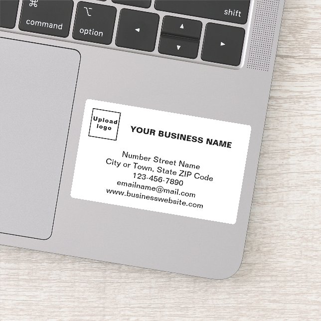Business Brand on White Rectangle Vinyl Sticker (Detail)