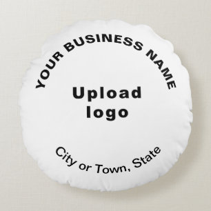 Business Brand on White Round Throw Pillow