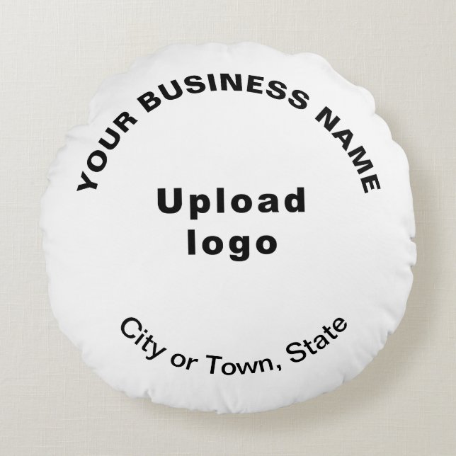 Business Brand on White Round Throw Pillow (Front)