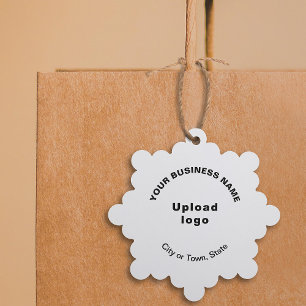 Business Brand on White Snowflake Shape Paper Tree Decoration Card