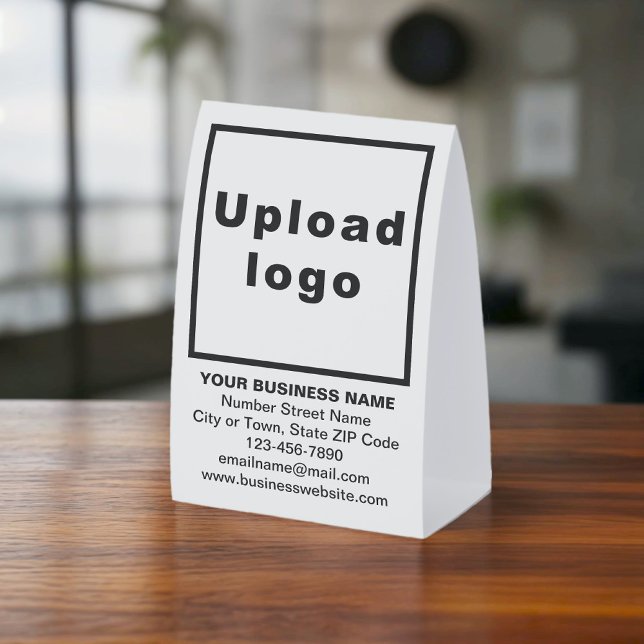 Business Brand on White Tent Style Table Sign (White paper table sign tent style with your business brand)