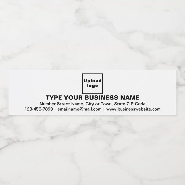 Business Brand on White Water Bottle Label (Single Label)
