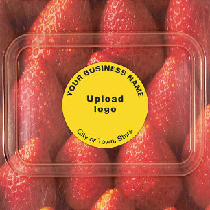 Business Brand on Yellow Circle Adhesive Label
