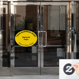 Business Brand on Yellow Oval Shape Window Cling