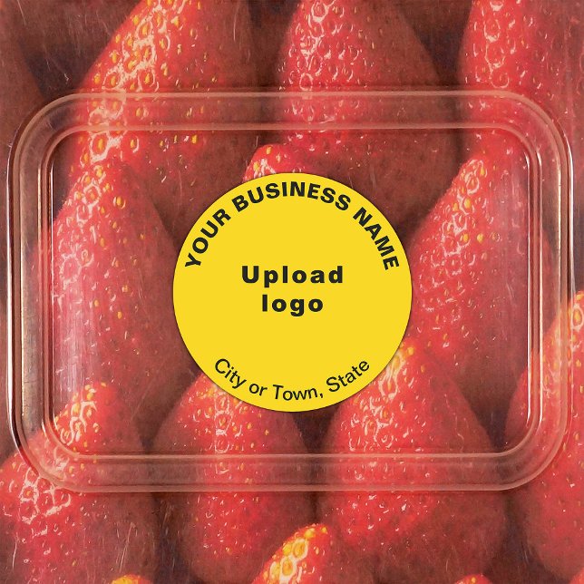 Business Brand on Yellow Round Adhesive Label (Yellow round adhesive label with your business brand)