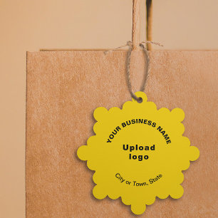 Business Brand on Yellow Snowflake Shape Paper Tree Decoration Card