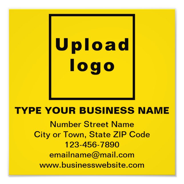 Business Brand on Yellow Square Photo Print (Front)