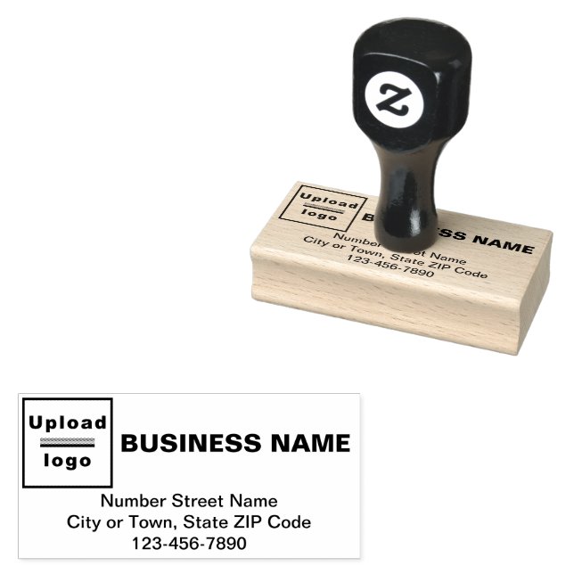 Business Brand Rectangle Shape Wood Stamp (Stamped)