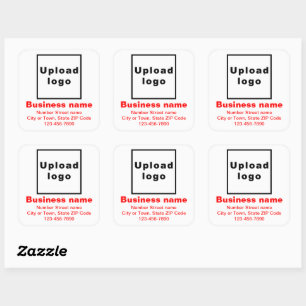 Business Brand Red Minimal Texts on White Square Sticker