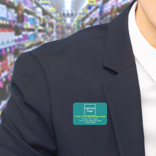 Business Brand Teal Rectangle Name Tag