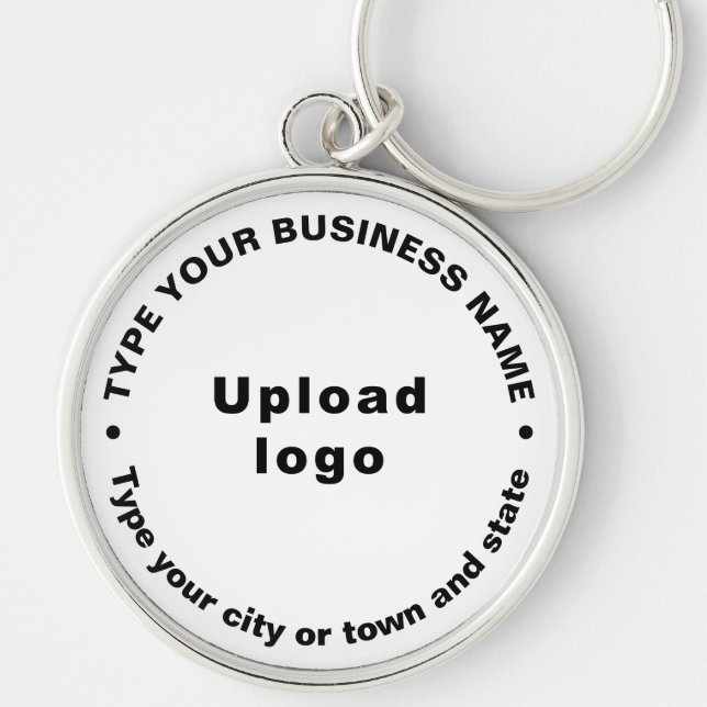 Business Brand White Round Premium Keychain (Front)