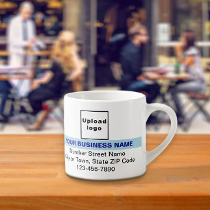 Business Brand With Light Blue Highlight on Espresso Cup