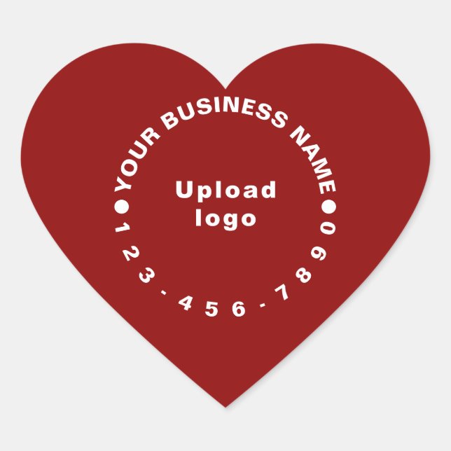 Business Brand With Phone Number on Red Heart Sticker (Front)
