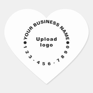 Business Brand With Phone Number on White Heart Sticker