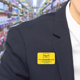 Business Brand Yellow Rectangle Name Tag