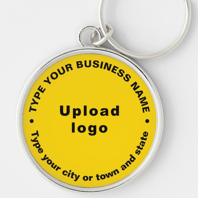Business Brand Yellow Round Premium Keychain (Front)