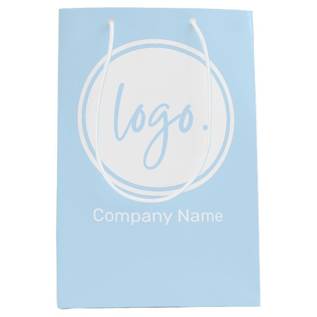 BUSINESS BRANDED WITH COMPANY NAME & LOGO ON BLUE MEDIUM GIFT BAG (Front)