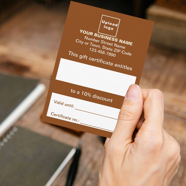 Business Brown Gift Certificate (Customer holding business brown gift certificate)