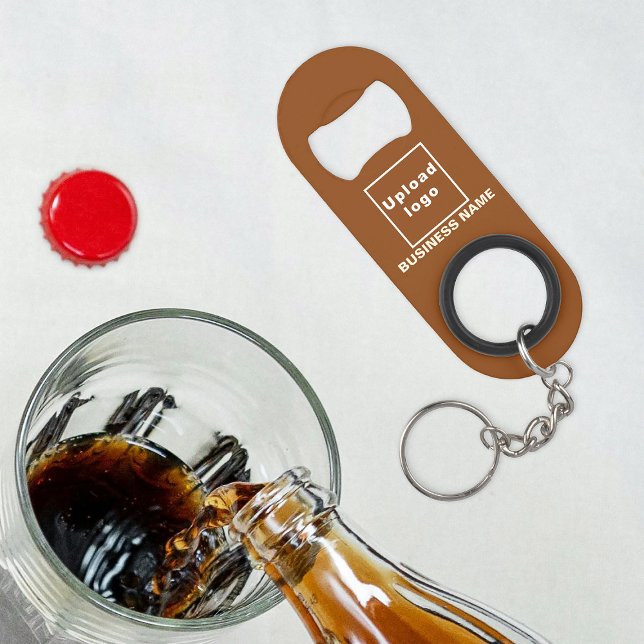Business Brown Keychain and Bottle Opener (Your business name and logo on brown bottle opener with keychain.)