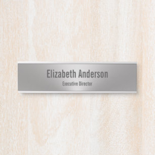 Business Brushed Metal Look Name Job Title Office Door Sign