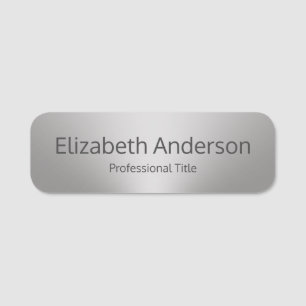 Business Brushed Metal Look Professional Title Name Tag