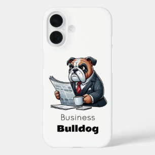 "Business Bulldog – Funny Dog in a Suit" iPhone 16 Case