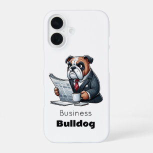 "Business Bulldog – Funny Dog in a Suit" iPhone 16 Case