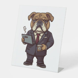Business Bulldog – Funny Office Dog Pedestal Sign