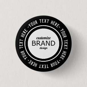 Business Buttons Pins Black and White Brand Logo