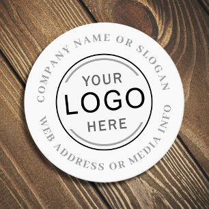 Business Cafe Logo or Brand Modern Minimalist Round Paper Coaster
