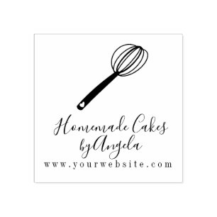 Business Cake Mixer Whisk Heart Logo Rubber Stamp