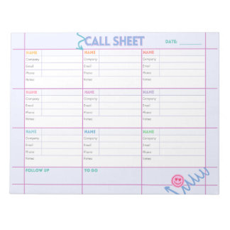 Business Call Planner & Tracking Sheet Notepad