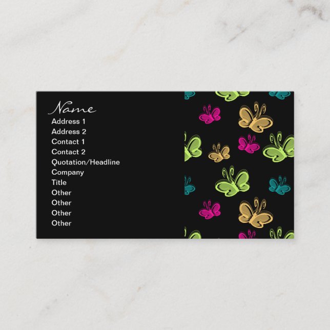 Business Candy Butterflies On Black Card (Front)
