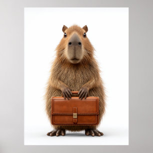 Business Capybara with Briefcase Poster