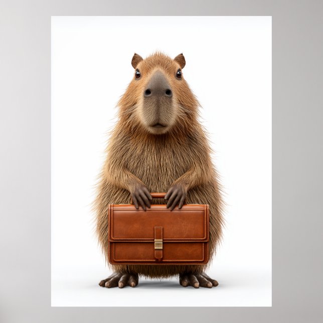 Business Capybara with Briefcase Poster (Front)