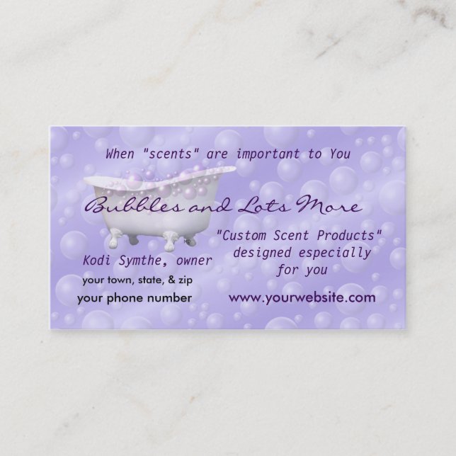 Business Card2- Lav Bubbles- customise as you wish Card (Front)
