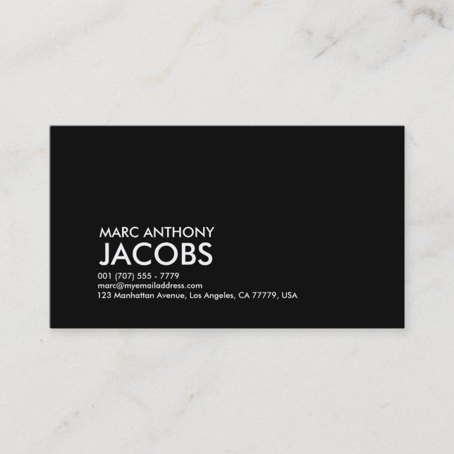 Business Card 006b - Bold Plain,  Black / White (Front)